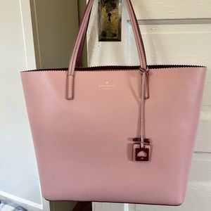 Kate Spade Leather Pink Tote Burgundy Interior